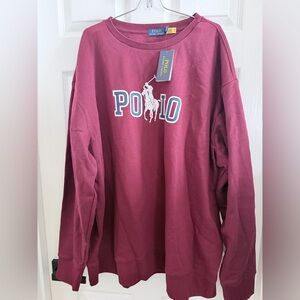 Men Ralph Lauren Polo Sweatshirt, Maroon Color, Size:2XB
